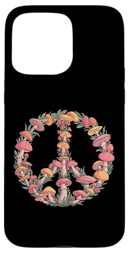 Hülle für iPhone 15 Pro Max Friedenszeichen Retro Pilz Kunst Pilz Ästhetik Wildpilz von Cottagecore Aestethic Mushroom Tees