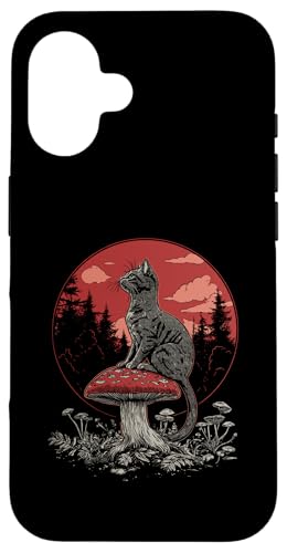 Hülle für iPhone 16 Katze Pilz Vintage Cottagecore Ästhetik Mädchen Frauen von Cottagecore Aestethic Mushroom Tees