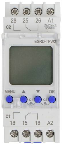 Counttec Zeitschaltuhr für Hutschiene ESRD-TPD2 2 Wechsler 16A 250 V/AC Multifunktional, Wochenprog von Counttec