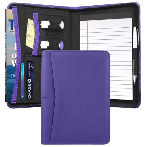 Coupount Junior Padfolio/Lebenslauf-Portfolio-Ordner mit nachfüllbarem liniertem Notizblock, A5 Padfolio-Ordner, Business-Portfolio, Multifunktionshülle, A5-Schreibblock inklusive, Lila von Coupount