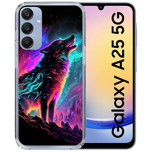 CoverHeld Samsung Galaxy A25 5G Handyhülle aus Silikon Hülle mit Motiv 3507 Wolf animiert bunt von CoverHeld