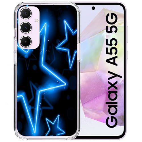 CoverHeld Samsung Galaxy A55 5G Handyhülle aus Silikon Hülle mit Motiv 1576 Blaue Neon Sterne von CoverHeld