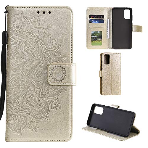 CoverKingz Handy Case kompatibel mit Huawei P40 Pro - Handy Cover mit Kartenfach Phonecase – Smartphone Hülle klappbar Motiv Mandala Gold von CoverKingz