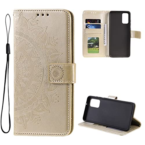 CoverKingz Handy Case kompatibel mit Samsung Galaxy A13 4G - Handy Cover mit Kartenfach Phonecase - Smartphone Hülle klappbar Motiv Mandala Gold von CoverKingz