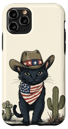 Hülle für iPhone 11 Pro Schwarze Katze in Cowboystiefeln von Cowboy Themed Black Cat Designs and Outfits