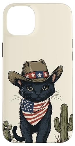 Hülle für iPhone 14 Plus Schwarze Katze in Cowboystiefeln von Cowboy Themed Black Cat Designs and Outfits