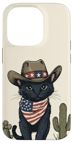 Hülle für iPhone 14 Pro Schwarze Katze in Cowboystiefeln von Cowboy Themed Black Cat Designs and Outfits