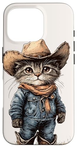 Hülle für iPhone 16 Pro Schwarze Katze in Cowboystiefeln von Cowboy Themed Black Cat Designs and Outfits