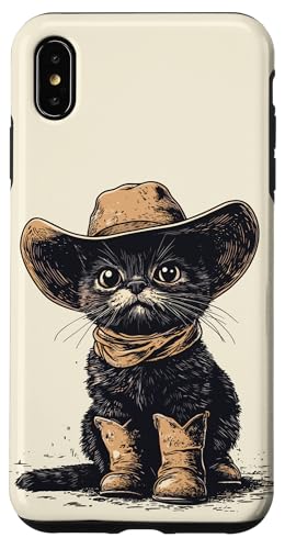 Hülle für iPhone XS Max Schwarze Katze in Cowboystiefeln von Cowboy Themed Black Cat Designs and Outfits