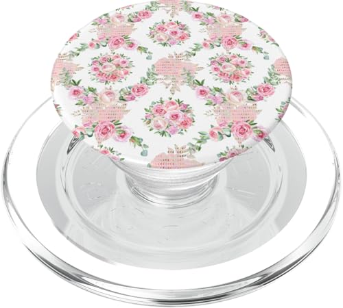 Romantisierende Frühlings-Pastellkreide mit blühenden Blumen PopSockets PopGrip für MagSafe von Cozy Spring Aesthetic Cute Pink Flower Patterns