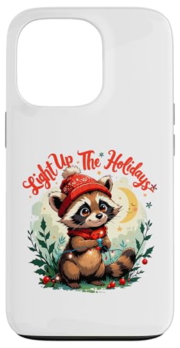 Hülle für iPhone 13 Pro Festlicher Waschbär mit Weihnachtsbeleuchtung - skurrile Winterkunst von Cozy Woodland Creations