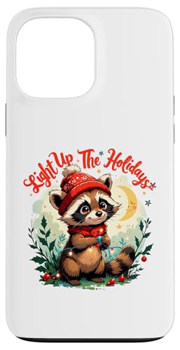 Hülle für iPhone 13 Pro Max Festlicher Waschbär mit Weihnachtsbeleuchtung - skurrile Winterkunst von Cozy Woodland Creations