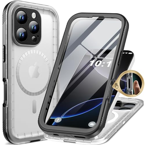 Cozycase TOP Militärschutz für iPhone 16 Pro Max Panzerhülle Kompatibel mit MagSafe Wasserdicht Stoßfest 360 Grad Komplettschutz Outdoor Waterproof Protective Case Staubschutz Vollschutz Wasserfest von Cozycase