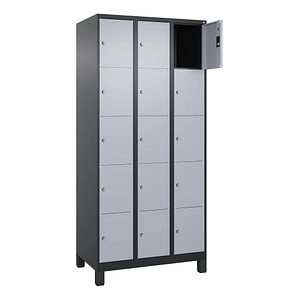 CP Schließfachschrank Classic Plus schwarzgrau, weißaluminium 080010-305 S10043, 15 Schließfächer 90,0 x 50,0 x 195,0 cm von Cp