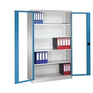 CP Stahlschrank 8930-055 S10099 lichtgrau, lichtblau, Acrylglas 120,0 x 40,0 x 195,0 cm, aufgebaut von Cp