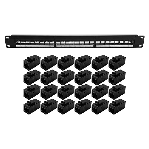 Cpolebev 19-1U-Schrank-Rack-Durchgang, 24-Port-CAT6-Patchpanel, RJ45-Kontaktanschluss (RJ45-Kontaktanschluss), Modularer Rahmen von Cpolebev