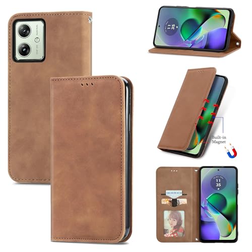 Cracedily Handyhülle für Motorola Moto G54 5G / Moto G64 5G Hülle, Klapphülle Premium Lederhülle Klappbar Flip Case Tasche Magnet Kartenfach Standfunktion Klapphülle Schutzhülle, Kaffee von Cracedily