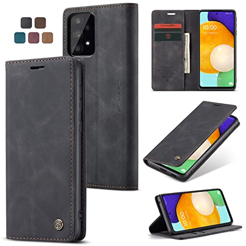 Cracedily Handyhülle für Samsung Galaxy A53 5G Hülle, Klapphülle Premium Lederhülle Klappbar Flip Case Tasche Magnet Kartenfach Standfunktion Klapphülle Schutzhülle für Samsung A53 Handyhülle,Schwarz von Cracedily