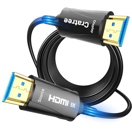 Cratree 8k HDMI 2.1 Glasfaserkabel 15m,Optisches HDMI 2.1 4K 120Hz,Unterstützung 8K 60Hz 48Gbps eARC HDCP 2.2&2.3,Kompatibel mit Monitor Laptop Blu-ray PS5 PS4 Xbox Roku HDTV von Cratree