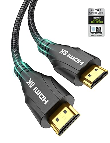 HDMI 2.1 Kabel 3 Meter - 8K Ultra High Speed HDMI Kabel - 48Gbps, 8K 60Hz, 4K 120Hz, Geflochten, eARC, ARC, HDCP 2.2 2.3 - Kompatibel mit PS5, Monitor3.3, UHD TV Apple Sony LG Samsung von Cratree