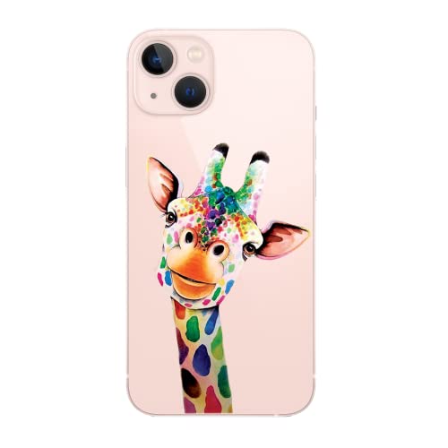 CrazyLemon Hülle für iPhone 13 Mini, Premium TPU Flex Silikon Transparent Dünn Schlank Bumper Handyhülle Schutzhülle - Bunte Giraffe von CrazyLemon