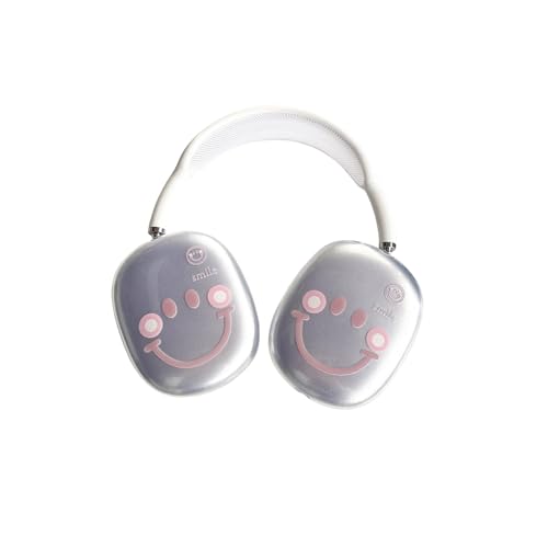 CrazyLemon Schutzhülle für AirPods Max, Niedliche Cartoon Muster für Jungen Mädchen Transparente Kratzfeste TPU Silikon Hülle für AirPod Max Kopfhörer - Rosa Smiley von CrazyLemon