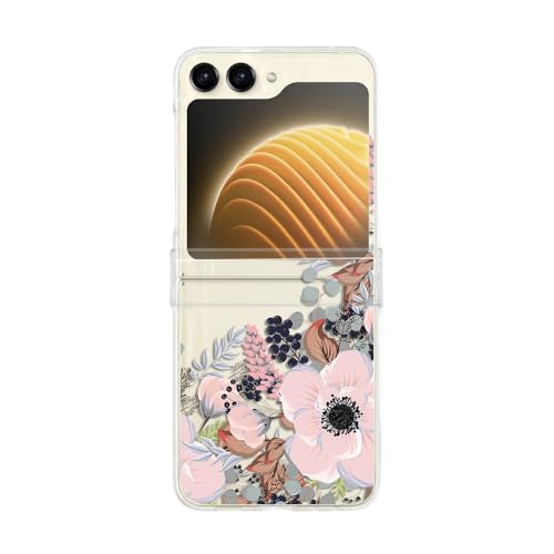 CrazyLemon für Samsung Galaxy Z Flip 6 Hülle, Scharnierschutz Hülle Kreatives Muster Schutzhülle Durchsichtig Harter PC Handyhülle Case - Große Blume von CrazyLemon