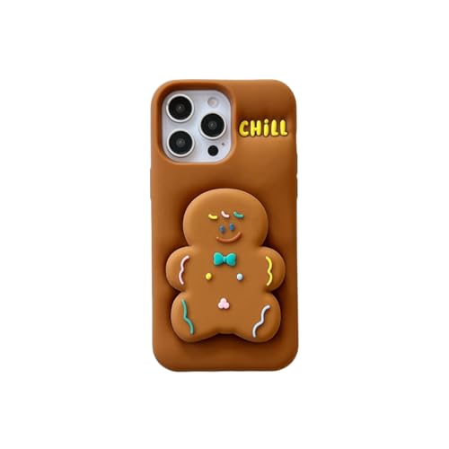 CrazyLemon für iPhone 16 Silikon Hülle, 3D Zeichentrick Charakter Ständer Weiche Silikon Gummi Cooler Spaß Teenager Kind Schutzhüll Hüllen Cases - Keksmann von CrazyLemon