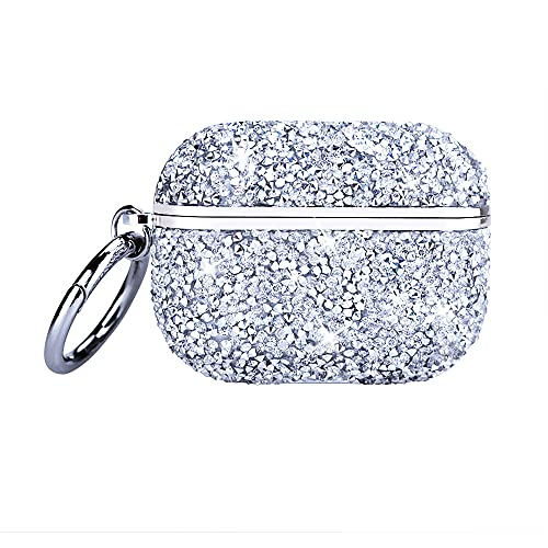 Glitzer Hülle für Airpods 3 Hülle Ladecase mit Karabiner, CrazyLemon Bling Glänzend Glitzer Strass Diamant PC Kopfhörer Taschen & Cases Schutzhülle für Airpods 3 (2021) - Silber von CrazyLemon