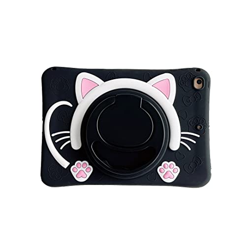 für iPad Pro 11 Zoll Hülle 2022/2021/2020/2018 Hülle, CrazyLemon mit 360° Drehbarem Ständer Kawaii Cartoon Süße Weich Silikon Schutzhülle - Katze Schwarze von CrazyLemon