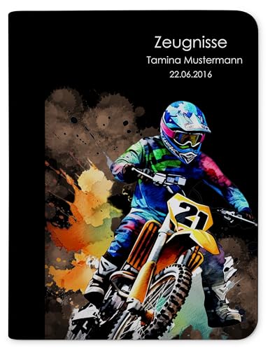 CreaDesign, Kinder Zeugnismappe Jungen personalisiert mit Name, Zeugnismappe Bagger mit 10 Klarsichthüllen, A4, 24 x 31 x 1 cm, Rücken schwarz von CreaDesign