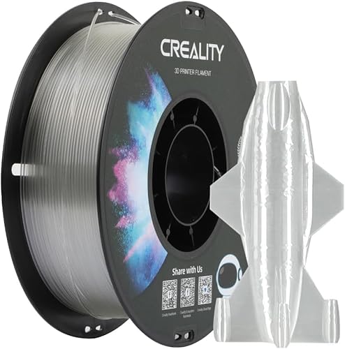 Creality CR-PETG 3D-Druckfilament 1,75 mm, Ausgezeichnete Zähigkeit, Hohe Präzision, Geruchlos, Ungiftig, Feuchtigkeitsbeständig, 1 kg (2,2 lbs), Glänzendes PETG-Filament für 3D-Drucker(Transparent) von Creality