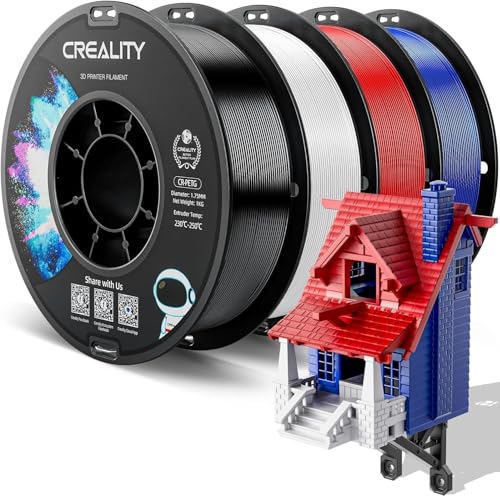 Creality CR-PETG Filament 1.75mm 4kg, 3D Drucker Filament PETG 4 x 1kg Spule, Weiß+Schwarz+Rot+Blau, Maßgenauigkeit +/-0,02mm Vakuumverpackung von Creality