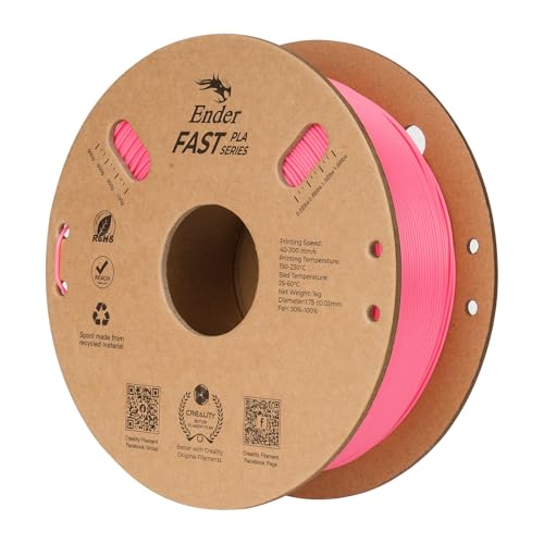 Creality Ender Fast PLA Filament 1.75mm Rosa, 300mm/s Hochgeschwindigkeits 3D-Drucker Filament PLA 1kg, Mehrere Farboptionen, Umweltfreundliche Papierspulen (1kg/Spule) von Creality