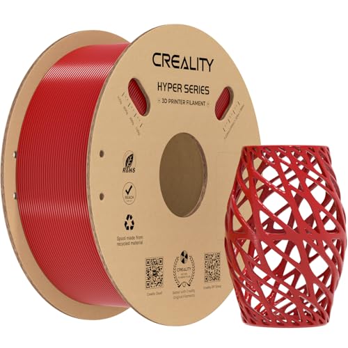 Creality Hyper PETG Filament 1,75mm (Rot), 2024 Neues 1kg 3D-Drucker Filament PETG Hochgeschwindigkeit, 3D-Druckmaterialien für die Meisten 3D-Drucker K1/ K1 MAX/ K1C (1kg/ Spule) von Creality