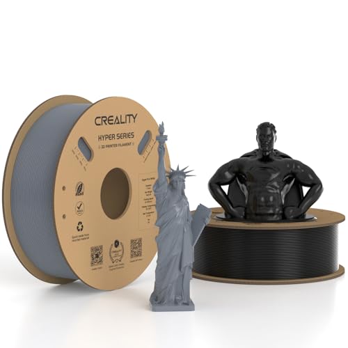 Creality Hyper PLA Filament 1.75 mm 2 KG Schwarz & Grau, 30-600 mm/s Hochgeschwindigkeits PLA 3D Drucker Filament, 2 Pack 1KG Spule (2.2 lbs) PLA, Maßgenauigkeit +/-0.03 mm, für die meisten 3D Drucker von Creality