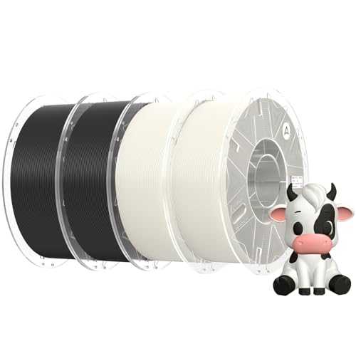 Creality Official Hyper PLA Filament Weiß + Schwarz 4KG, 3D Drucker RFID Filament für Hochgeschwindigkeitsdruck, widerstandsfähig, glatt, Überhang Leistung Maßgenauigkeit +/-0.03mm, 4 Rollen von Creality