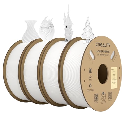 Creality Official Hyper PLA Filament Weiß 4KG, 3D Drucker Filament für Hochgeschwindigkeitsdruck, langlebig und widerstandsfähig, glatt, Überhang Leistung Maßgenauigkeit +/-0.03mm, 4 Rollen von Creality