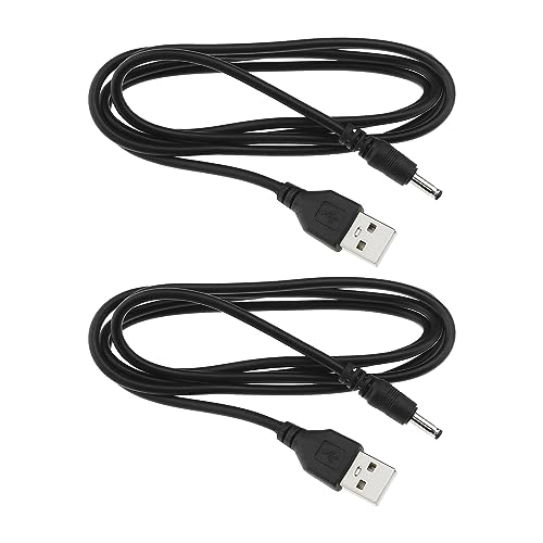 Create idea 2 Stück 5V Leistung USB Kabel Schnellladung Typ-A USB mit 3,5 X 1,35mm Hohlstecker Kompatibel mit Foreo Luna Ladegerät Ersatz Stromkabel 1,2 M Schwarz von Create idea