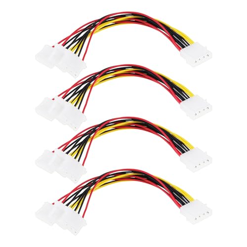 Create idea 4 Stück Molex Chassis Netzkabel 4-polig 1 Stecker auf 3 Buchsen Molex Kabel 19cm Host Molex Adapterkabel für IDE Festplattencomputer von Create idea