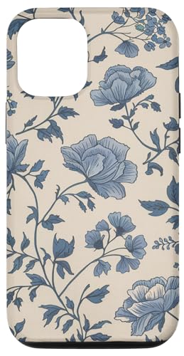 Hülle für iPhone 13 Pro Ruhiges blaues Blumenmuster von Creative Cases Crafts and Minds