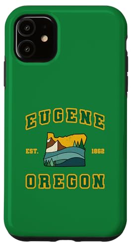 Hülle für iPhone 11 Retro-Karte „Eugene Oregon Nature In Oregon“ im Vintage-Look von Crichton Street
