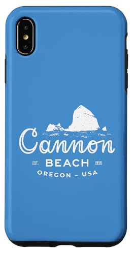 Hülle für iPhone XS Max Haystack Rock Cannon Beach Oregon, Vintage-Reisesouvenir von Crichton Street