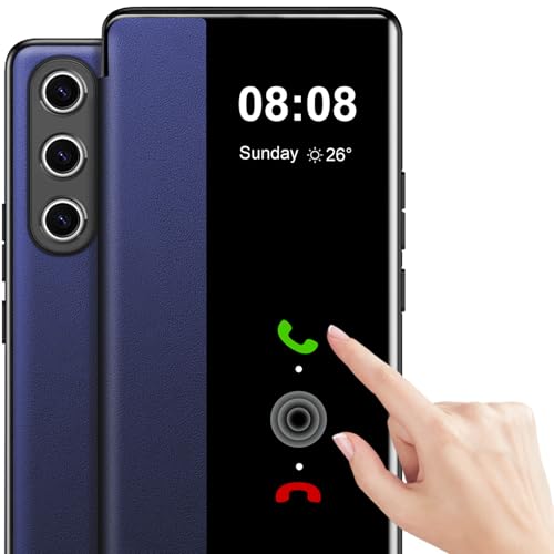 Schutzhülle für Samsung Galaxy S25 Plus, S-View, Klapphülle aus PU-Leder und TPU-Innenseite, für Samsung S25 Plus 5G, kratzfest, Klapphülle für Samsung Galaxy S25 Plus, Blau von Croazhi