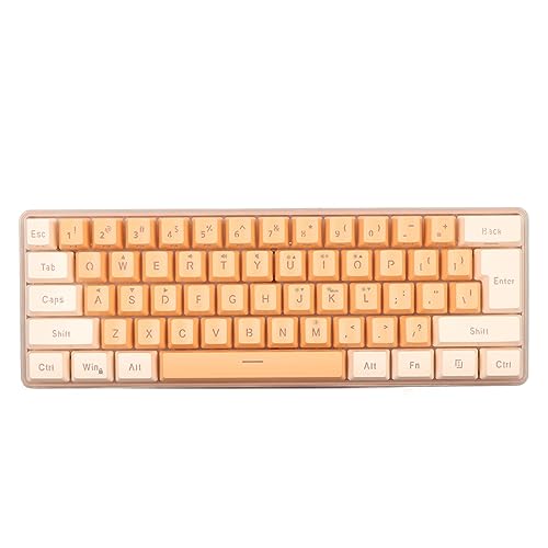 Cryfokt Bürotastatur, 61-Tasten-Gaming-Tastatur, RGB-Hintergrundbeleuchtung, Nachahmung Mechanischer Technologie für PC-Game-Player (Gelb Orange) von Cryfokt