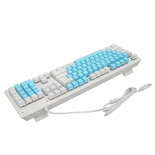 Cryfokt Gaming-Tastatur, Kabelgebundener USB-Anschluss, 104 Tasten, Computertastatur für Familie (Roter Schalter (blau-weiße Tastenkappen)) von Cryfokt