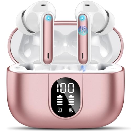 Csasan Bluetooth Kopfhörer, Kopfhörer Kabellos Bluetooth 5.3, In Ear Kopfhörer mit 4 Mic, 2024 Neue ENC Noise Cancelling Earbuds, 40 Std Immersiver Deep Bass Earbuds, IP7 Wasserdicht Ohrhörer, Rosa von Csasan