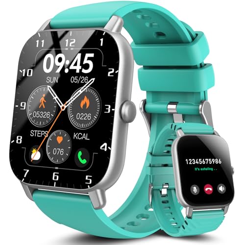 Csasan Smartwatch für Damen Herren, 1,85 Zoll Touchscreen Smart Watch mit Bluetooth Anrufe, Fitnessuhr mit Puls-Schlaf-Monitor Schrittzähler, Uhr für Android iOS, Gras-Grün von Csasan