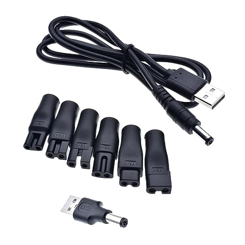 Csnbfiop 8-teiliger DC5 5X2 1-mm Buchsenadapter Für Audional Reiniger Rasierer Konverter Adapter Mit USB Netzkabel von Csnbfiop