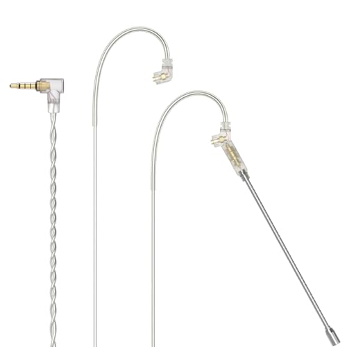 Cubilux 3,5 mm 2-poliges 0,78 mm IEM-Kabel mit Mikrofon, versilberte OFC-Kabel, Kopfhörerkabel mit abnehmbarem Galgen-Mikrofon für BL-03, Wan'er S.G, ZS10 Pro, ZS10 Pro X, ZSN PRO, ZSX In-Ear-Monitor, von Cubilux